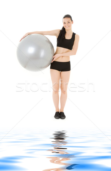Fitness instrutor pilates bola mulher água Foto stock © dolgachov