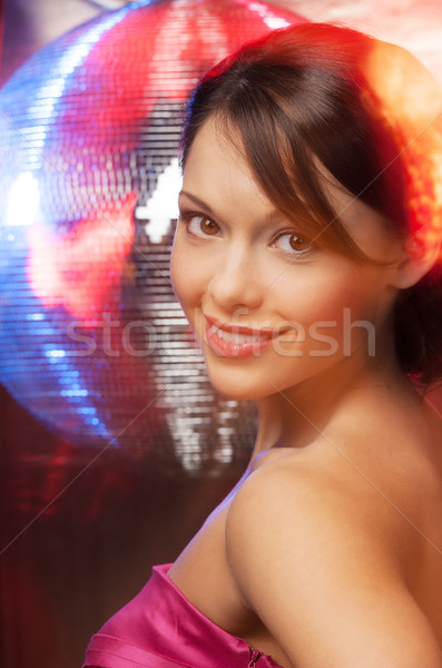 Kobieta disco ball piękna kobieta suknia wieczorowa strony sexy Zdjęcia stock © dolgachov