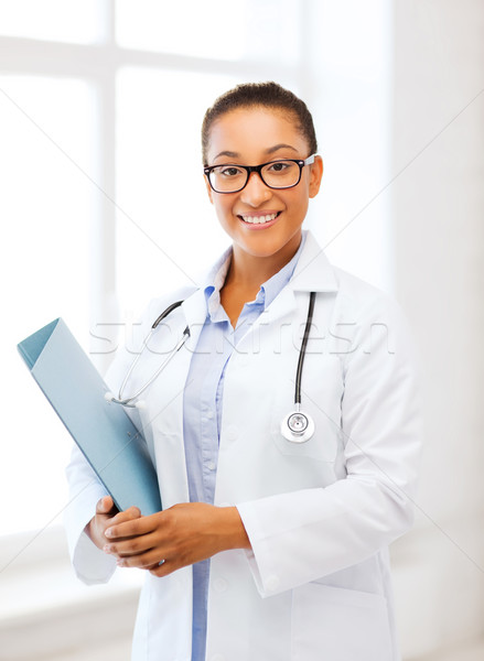 Foto stock: Africano · feminino · médico · hospital · saúde · médico