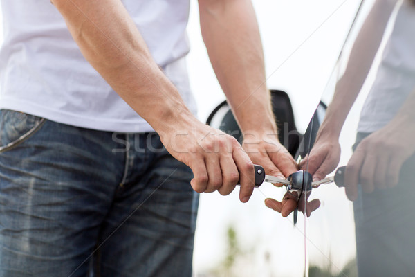 Homme à l'extérieur transport propriété voiture [[stock_photo]] © dolgachov