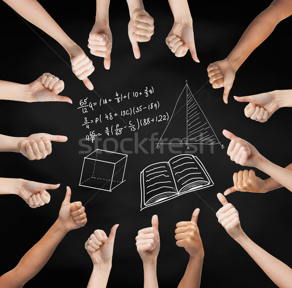 Stockfoto: Handen · tonen · math · symbolen · school