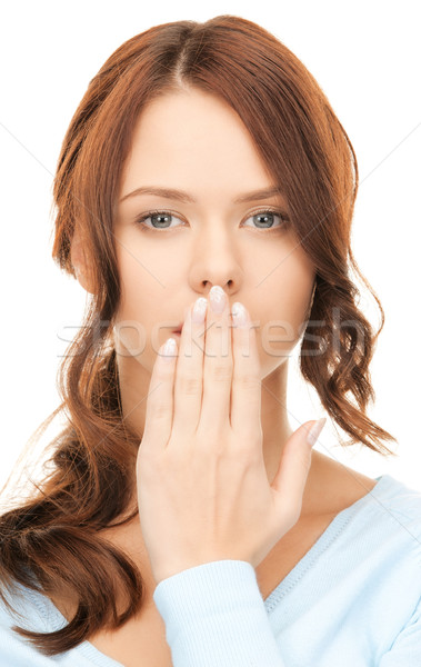 Hand Mund hellen Bild hübsche Frau Mädchen Stock foto © dolgachov