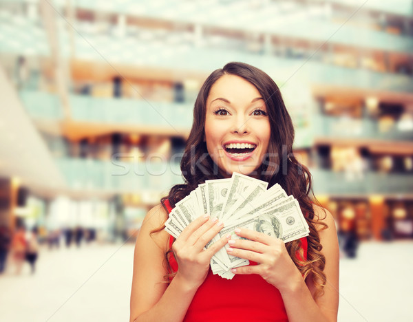 Stock photo: woman in red dress with us dollar money