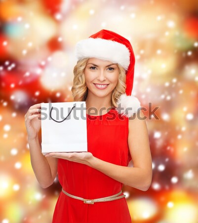 beautiful sexy woman in santa hat and red dress Stock photo © dolgachov