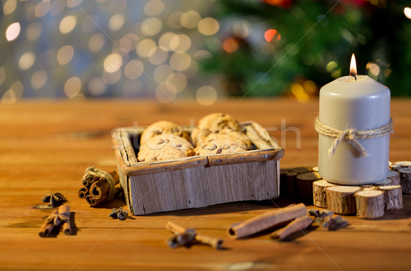 Crăciun ovaz cookie-uri masa de lemn concediu Imagine de stoc © dolgachov