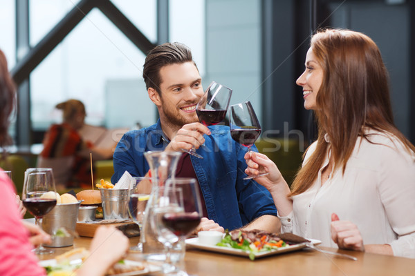 couple dining and drinking wine at restaurant Stock photo © dolgachov