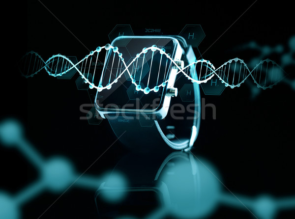 Schwarz smart ansehen dna Moleküle Stock foto © dolgachov