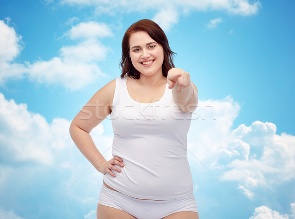 plus size woman in underwear showing Stock photo © dolgachov