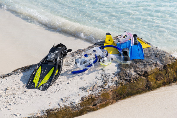 Nurkowania narzędzi plaży snorkeling wypoczynku lata Zdjęcia stock © dolgachov