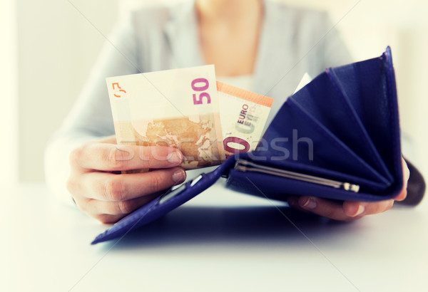 Donna mani portafoglio euro soldi Foto d'archivio © dolgachov