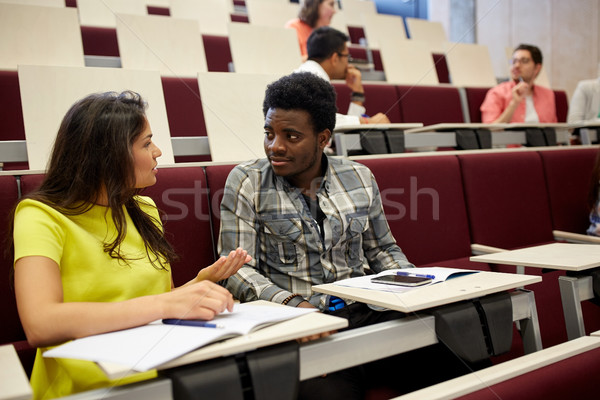 Stock foto: Gruppe · Studenten · Notebooks · Vortrag · Halle · Bildung