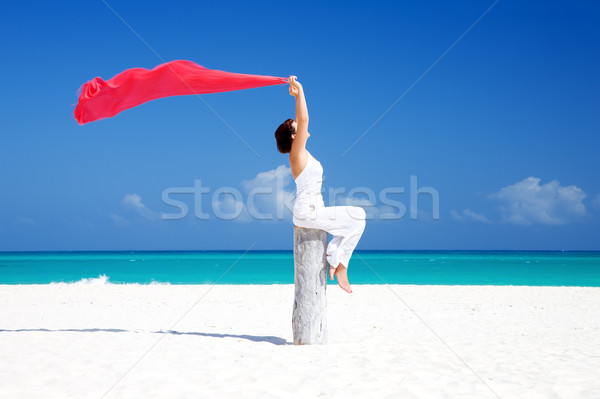 happy woman on the beach Stock photo © dolgachov