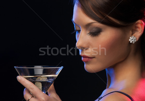 Nő koktél gyönyörű nő estélyi ruha buli arc Stock fotó © dolgachov
