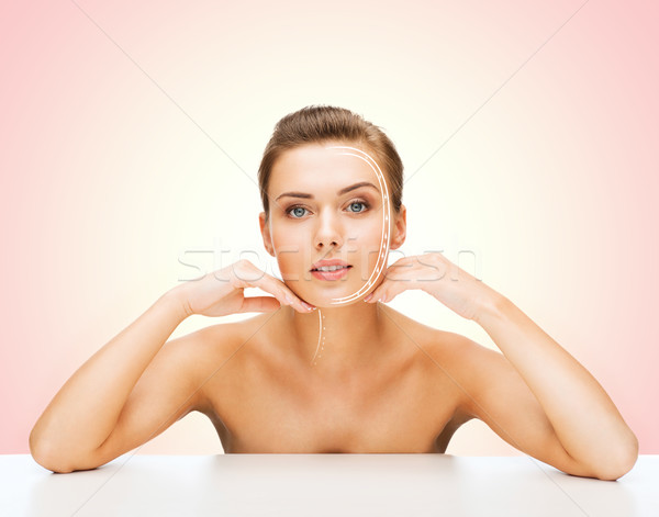 face of beautiful woman with lines Stock photo © dolgachov