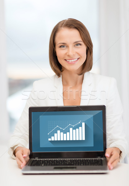 smiling businesswoman with laptop computer Stock photo © dolgachov