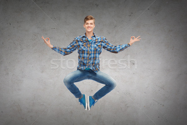 [[stock_photo]]: Souriant · jeune · homme · sautant · air · bonheur · liberté