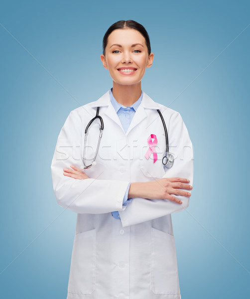 Orvos sztetoszkóp rák tudatosság szalag egészségügy Stock fotó © dolgachov