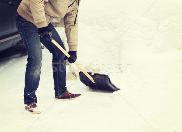Zdjęcia stock: Człowiek · śniegu · podjazd · zimą · czyszczenia
