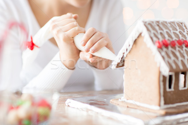 Foto stock: Mujer · pan · de · jengibre · casa