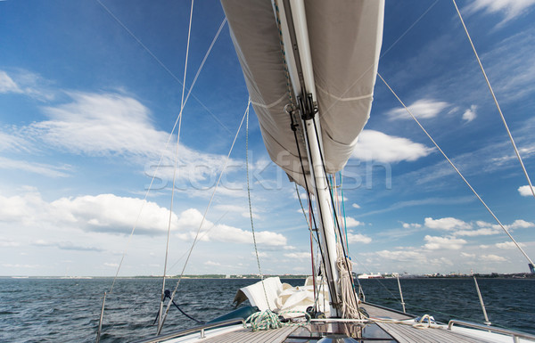 close up of sailboat mast or yacht sailing on sea Stock photo © dolgachov