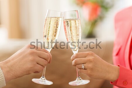 Közelkép leszbikus pár pezsgő szemüveg emberek Stock fotó © dolgachov
