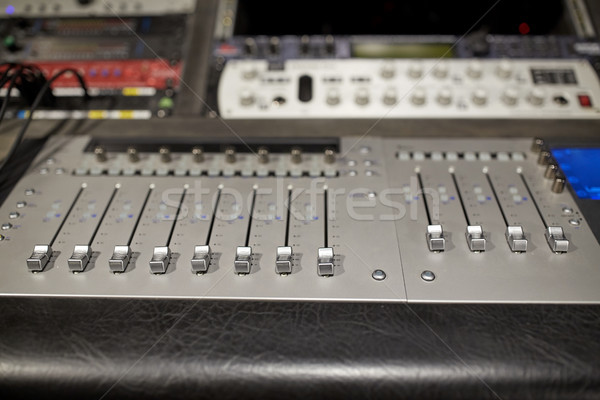 music mixing console at sound recording studio Stock photo © dolgachov