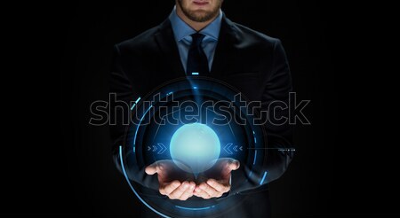 close up of businessman with virtual projection Stock photo © dolgachov