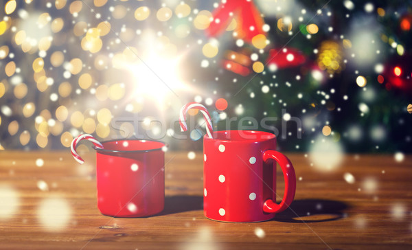 Karácsony cukorka csészék fa asztal ünnepek tél Stock fotó © dolgachov