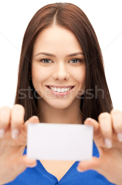 woman with business card Stock photo © dolgachov