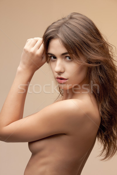 Frumos topless femeie luminos imagine parul lung Imagine de stoc © dolgachov