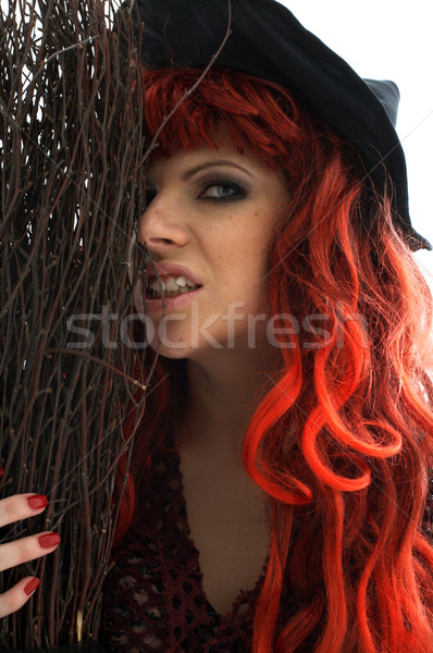 Witch portret zło halloween kobieta piłka Zdjęcia stock © dolgachov