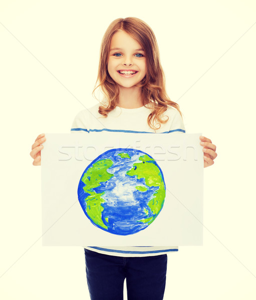 Gülen küçük çocuk resim gezegen Stok fotoğraf © dolgachov