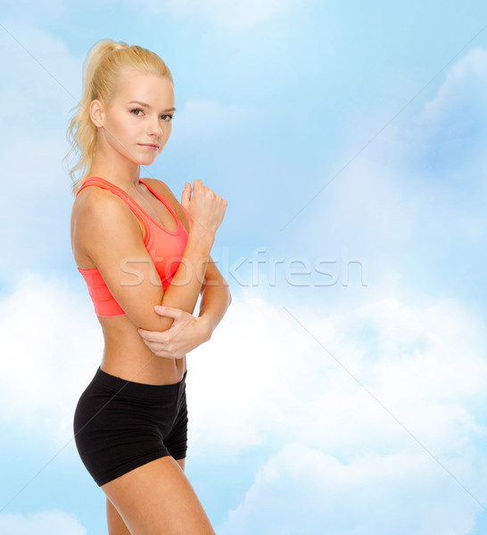 Vrouw pijn elleboog gezondheidszorg fitness Stockfoto © dolgachov