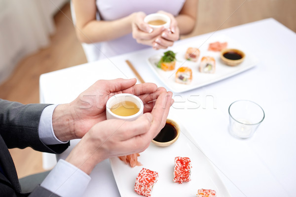 Stockfoto: Paar · drinken · thee · restaurant · restaurant · eten