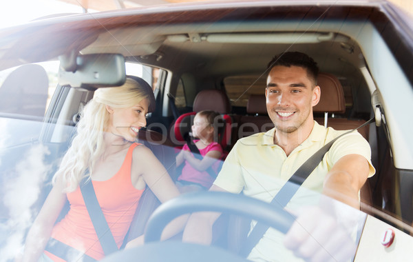 Stockfoto: Gelukkig · gezin · weinig · kind · rijden · auto · familie