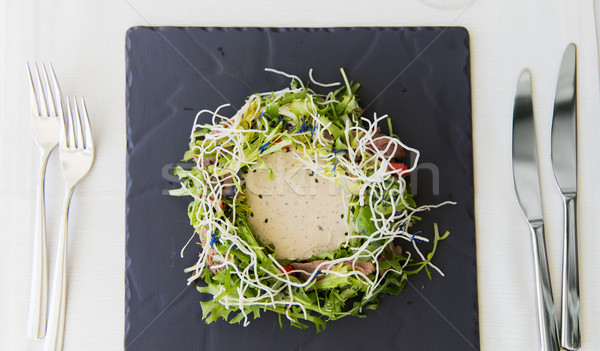 close up of poultry salad with sauce at restaurant Stock photo © dolgachov
