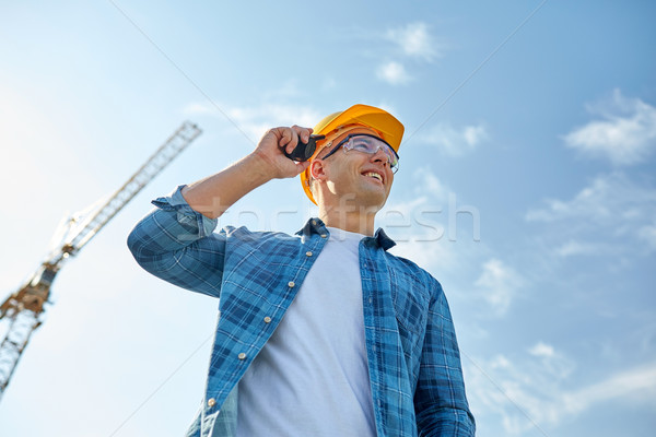 Foto stock: Construtor · capacete · de · segurança · indústria · edifício