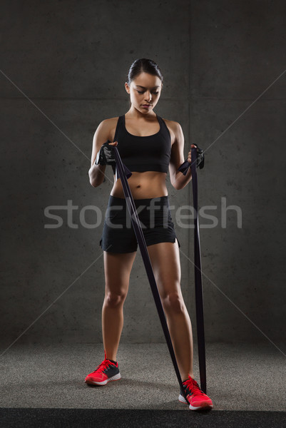 Imagine de stoc: Femeie · sală · de · gimnastică · fitness · sportiv · pregătire