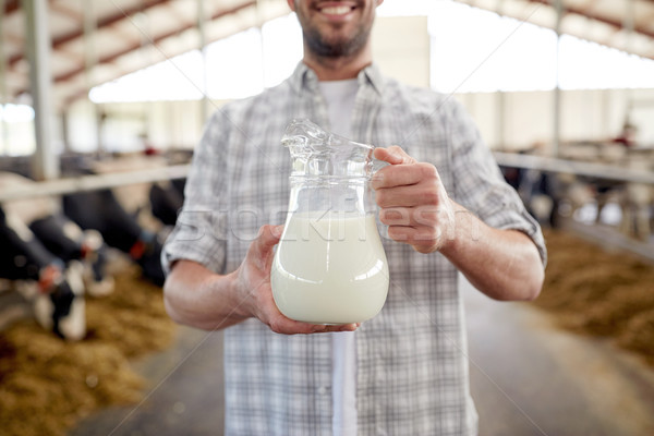 Uomo agricoltore vacche latte caseificio farm Foto d'archivio © dolgachov