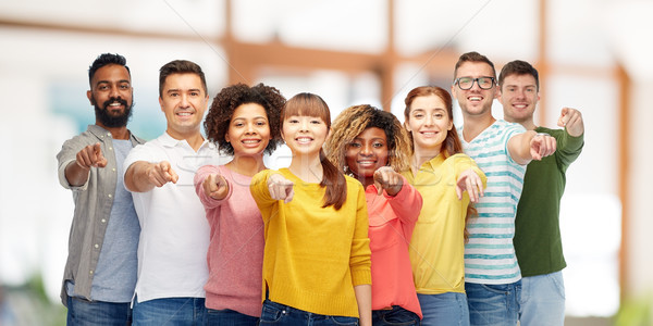 Internationale groep mensen wijzend diversiteit keuze etniciteit Stockfoto © dolgachov