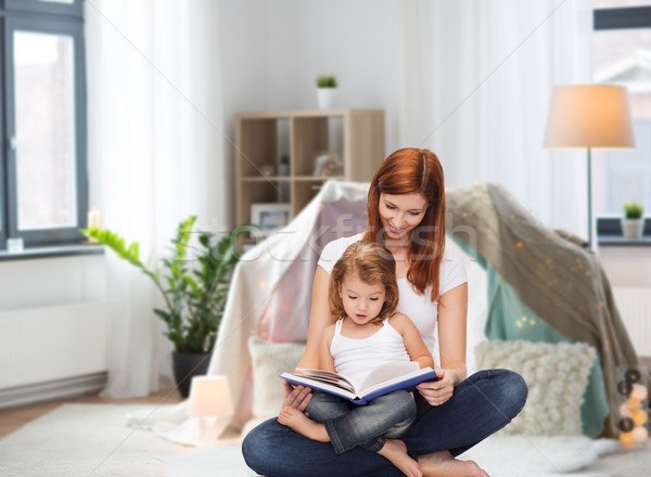 happy mother with little daughter reading book Stock photo © dolgachov