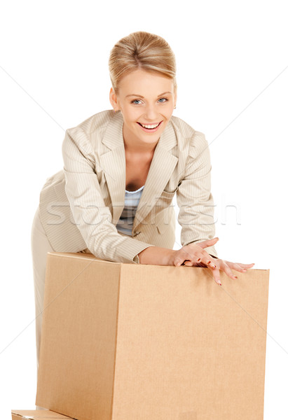 Attrattivo imprenditrice grande scatole foto donna Foto d'archivio © dolgachov