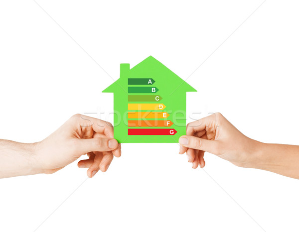 Hände halten grünen Papier Haus Energie Stock foto © dolgachov