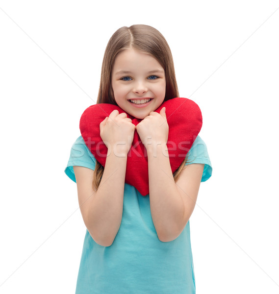 Lächelnd kleines Mädchen rot Herz Liebe Glück Stock foto © dolgachov