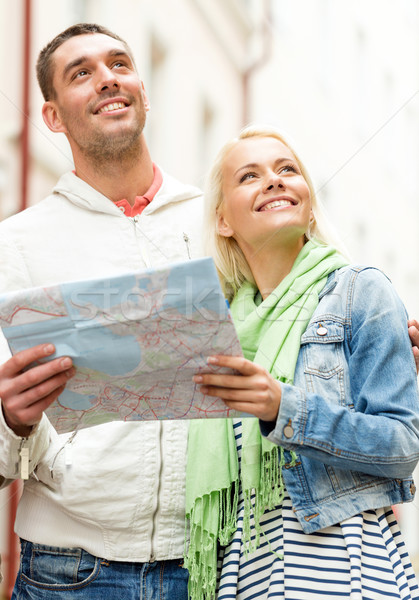 Heureux couple carte ville Voyage [[stock_photo]] © dolgachov