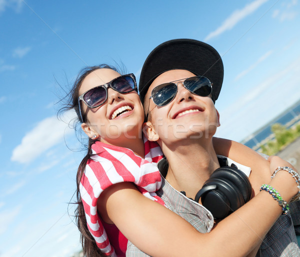 teenagers having fun outside Stock photo © dolgachov