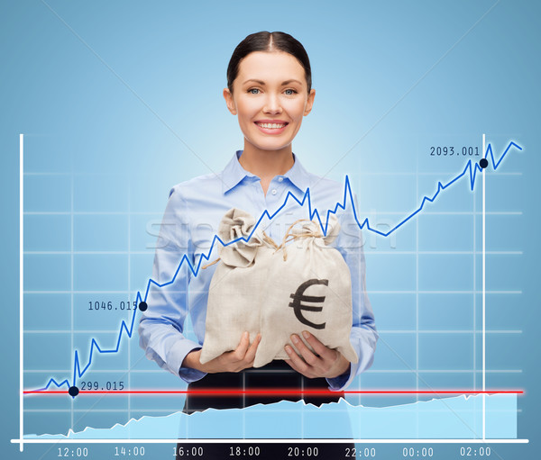 businesswoman holding money bags with euro Stock photo © dolgachov