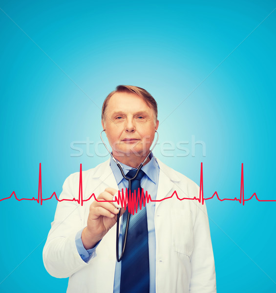 Gülen doktor profesör stetoskop sağlık tıp Stok fotoğraf © dolgachov