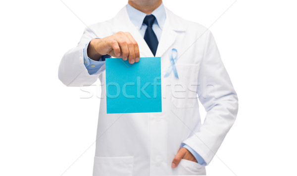 doctor with prostate cancer awareness ribbon Stock photo © dolgachov