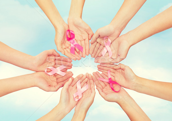 close up of hands with cancer awareness symbol Stock photo © dolgachov